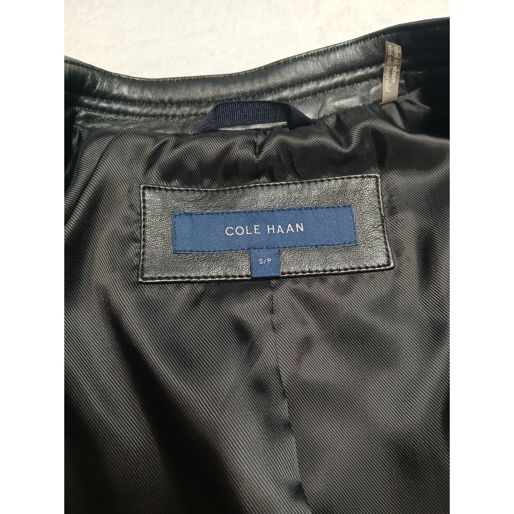 NEW COLE HAAN WOMEN'S 100% LAMB LEATHER BLACK MOTO JACKET SIZE S - Picture 6 of 10